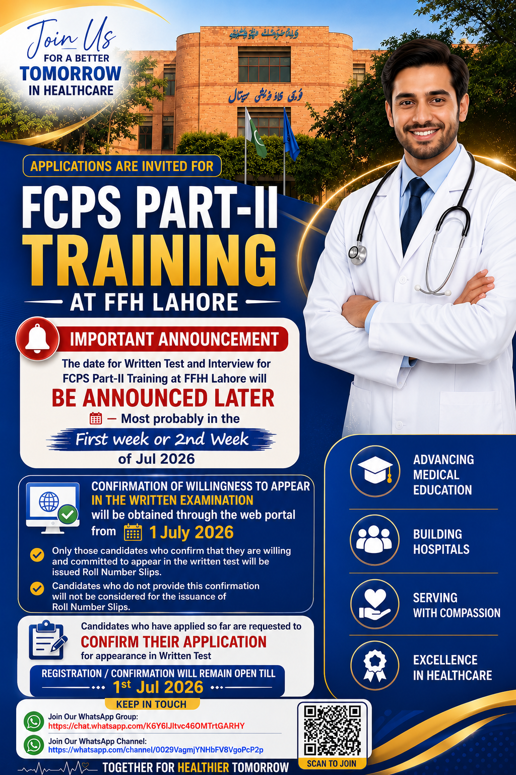 PGR Doctors Registeration for FCPS Training Test / Interview