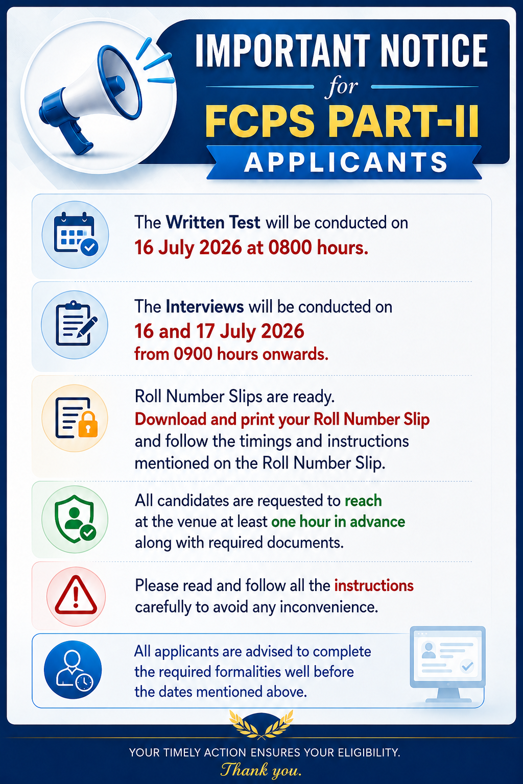 PGR Doctors Registeration for FCPS Training Test / Interview